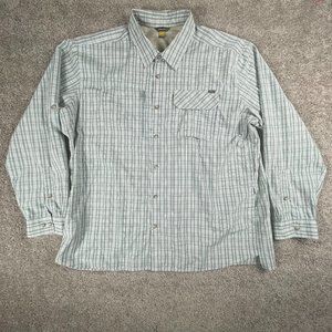 Eddie Bauer Shirt Men's 2XL Gray Button Up Travex Long Sleeve Outdoor Hiking